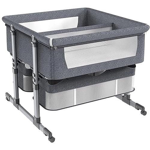 NELLN Zwillings-Babybett, Beistellbett, Kinderbett mit Aufbewahrungskorb,...