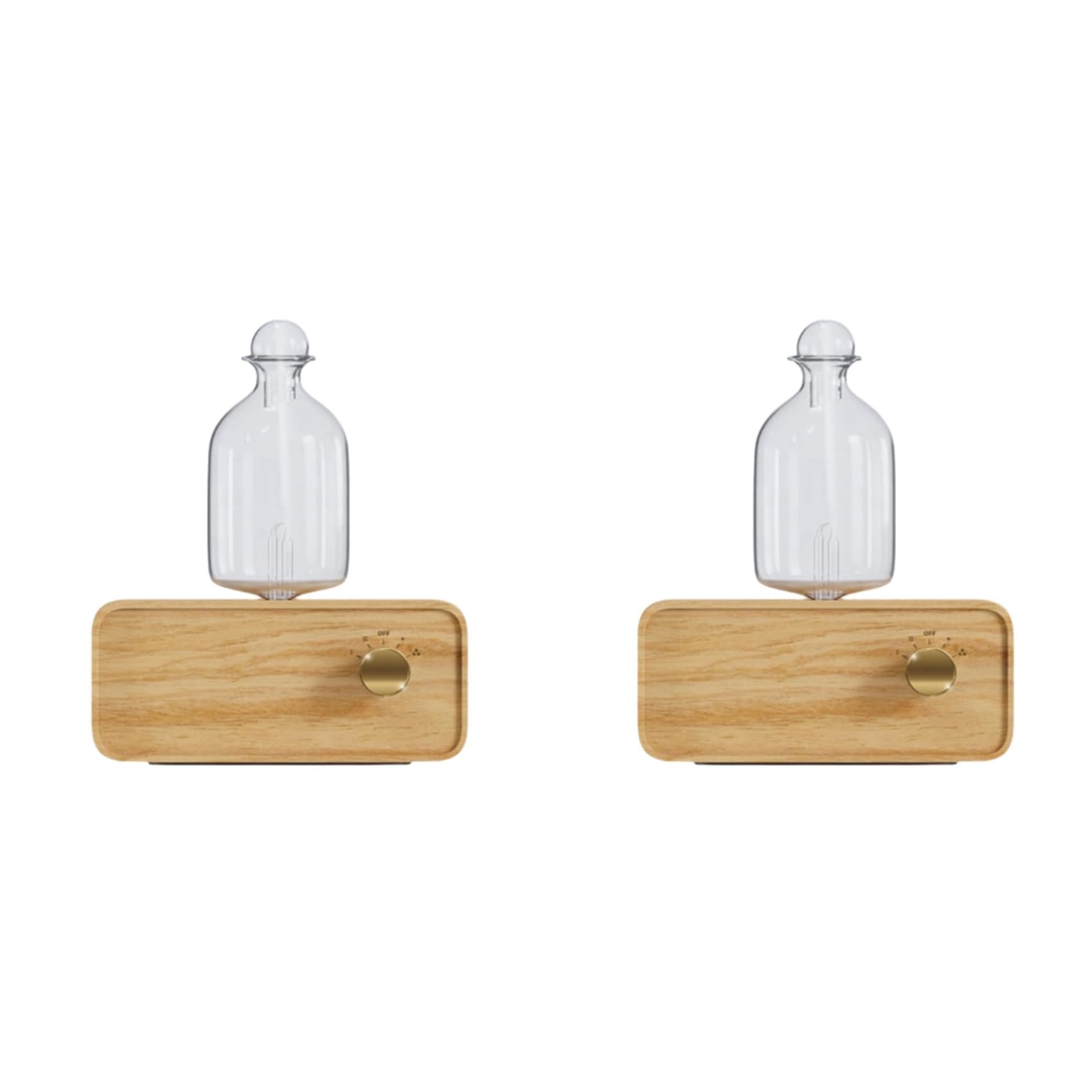 Hndhbfgrt 2X Nebulizing Essential Oil Diffusers Cordless Rechargeable Wooden Glass Cold Aroma Diffuser for Living Room Home