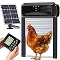 Automatic Chicken Coop Door with Remote Display, Solar Powered Roll-up Chicken Door, 393ft Long-Range Wireless Monitor, Anti-Pinch Auto Coop Door, Predator Protection Motion Sensor, No WiFi Needed