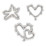 FINGERINSPIRE 3 Stück Strass Applikationen Zum Aufnähen Herz Stern Förmige Glas Strass Applikationen Künstliche Strass Applikationen Kleidungsverzierungen Aufnäher Für Hochzeit Brautkleid Dekorativ
