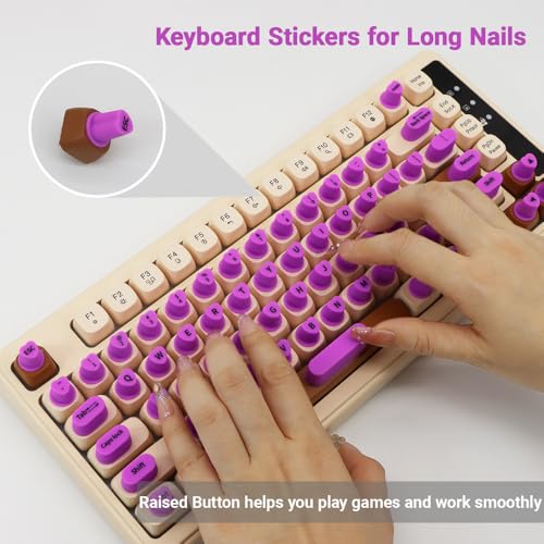 Autocollant de clavier pour ongles longs avec lettres blanches : adhésif réutilisable antibulles - 6