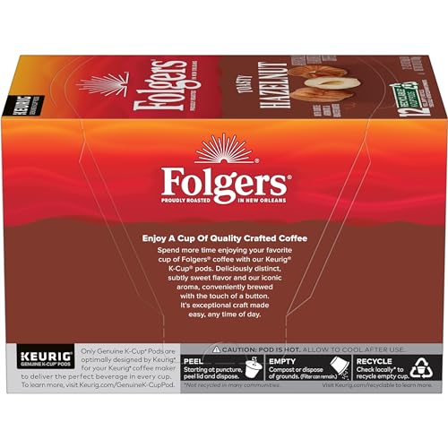 Folgers Toasty Hazelnut Flavored Coffee, 72 Keurig K-Cup Pods