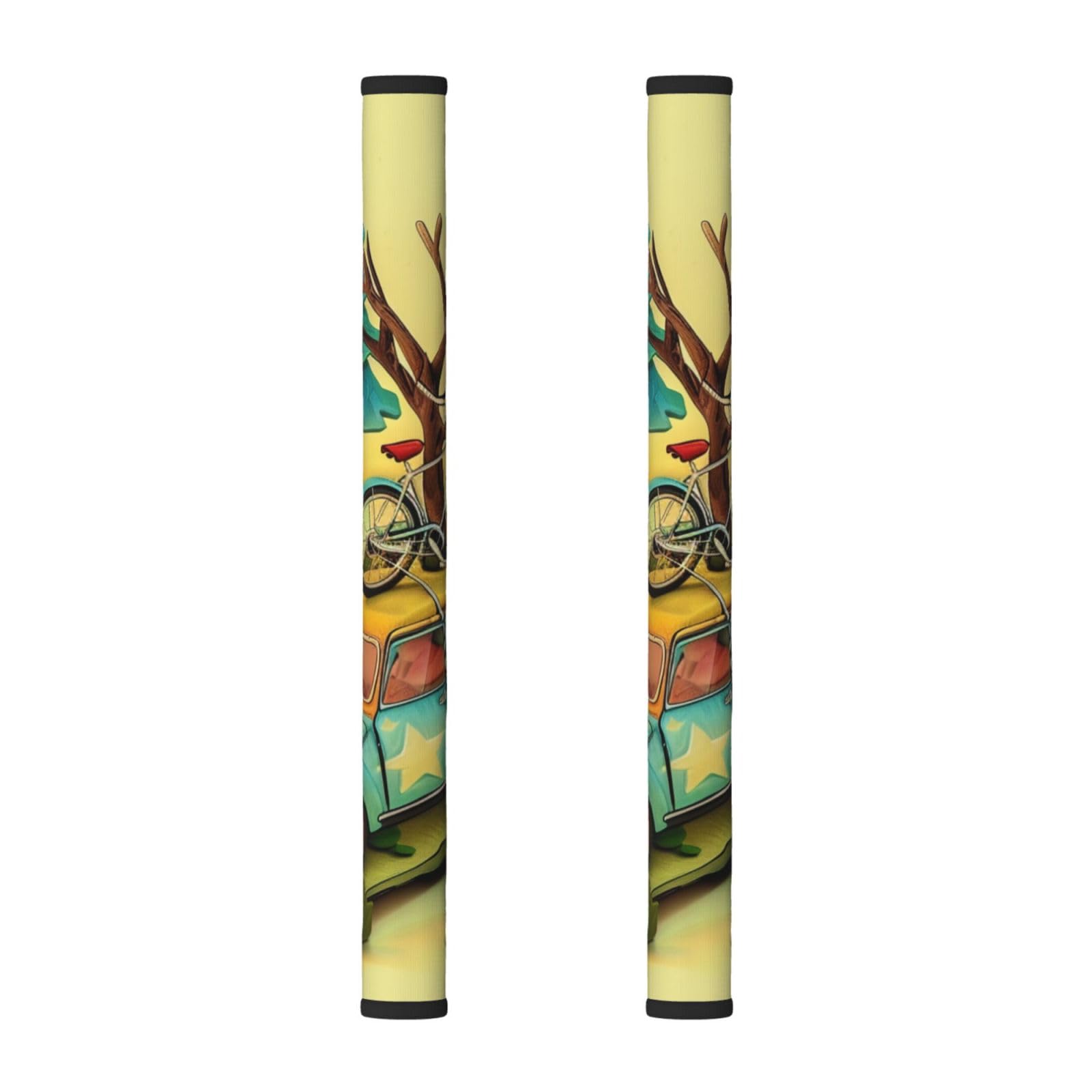 JKSEEPYN Cartoon car Outdoor Printed Refrigerator Door Handle Covers - 2 Pack Kitchen Appliance Handles Decor Protector for Dishwashers, Microwave Oven and Furniture with Handle