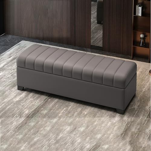 Banc de rangement de salon moderne en bois noble avec assise rembourrée