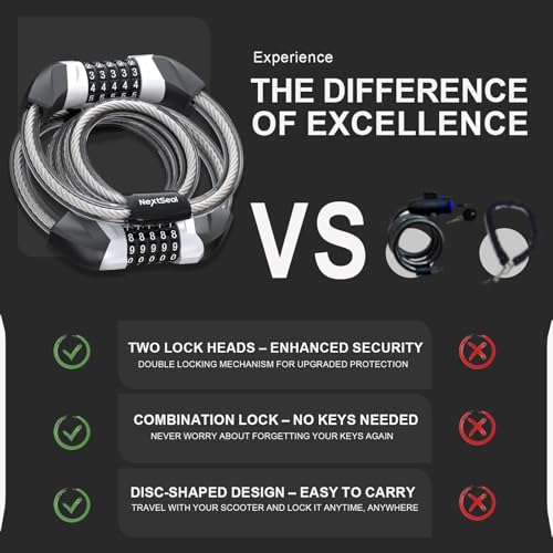NextSeal Electric Scooter Lock, 5-Digit Combination -12MM Dual Cable Locks by NextSeal - Used condition - Image 5