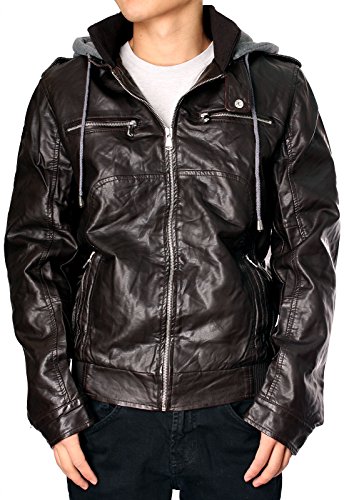 RNZ PREMIUM Designer Faux Leather Jacket M7 2XL, Brown