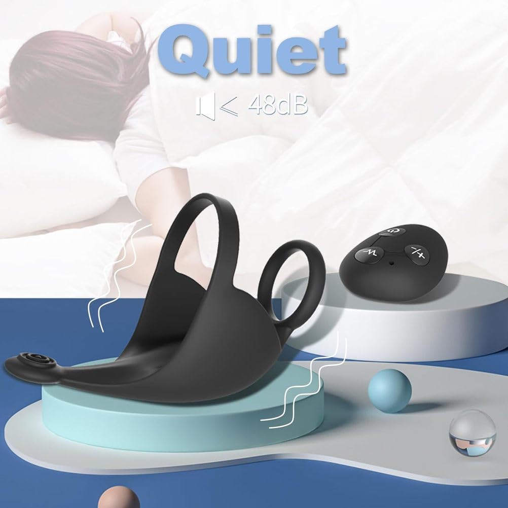Generico Anelli Per Pene 3 in 1 Per Vibratori Maschili, Vibratore Stimolatore Per Testicoli Perineo Con 9 Forti Vibrazioni, APP E Telecomando Giocattoli Sessuali Per Adulti E Gioco Stroker