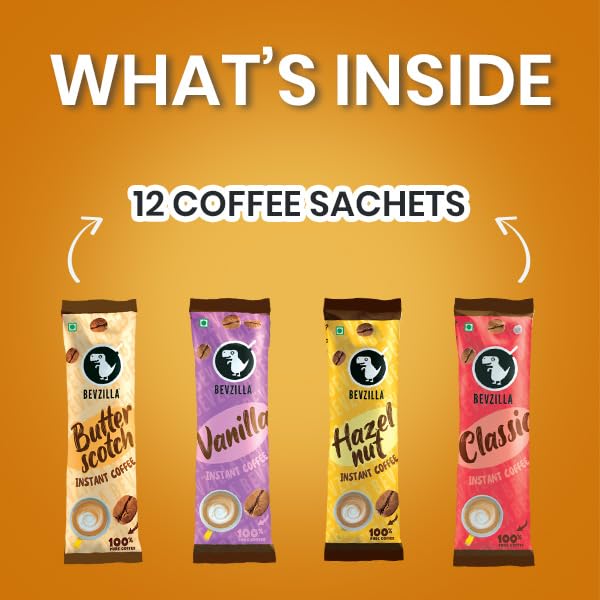 Image of Bevzilla 3 in 1 Coffee Premix | Zero Added Sugar | Instant Coffee Premix | Rich Taste Without Sugar | Daily Coffee Premix (Pack of 12)