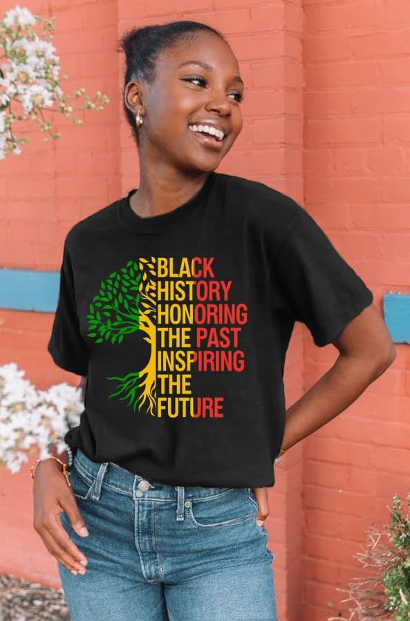 Black History Month Shirts for Women African American History T-Shirt Black Pride Tee Tops - Image 2