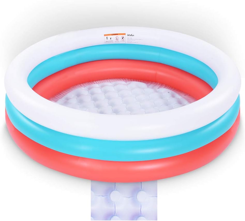 Paddling Pool,152 cm 3 Ring Swimming Pool for Kids,Inflatable Paddling