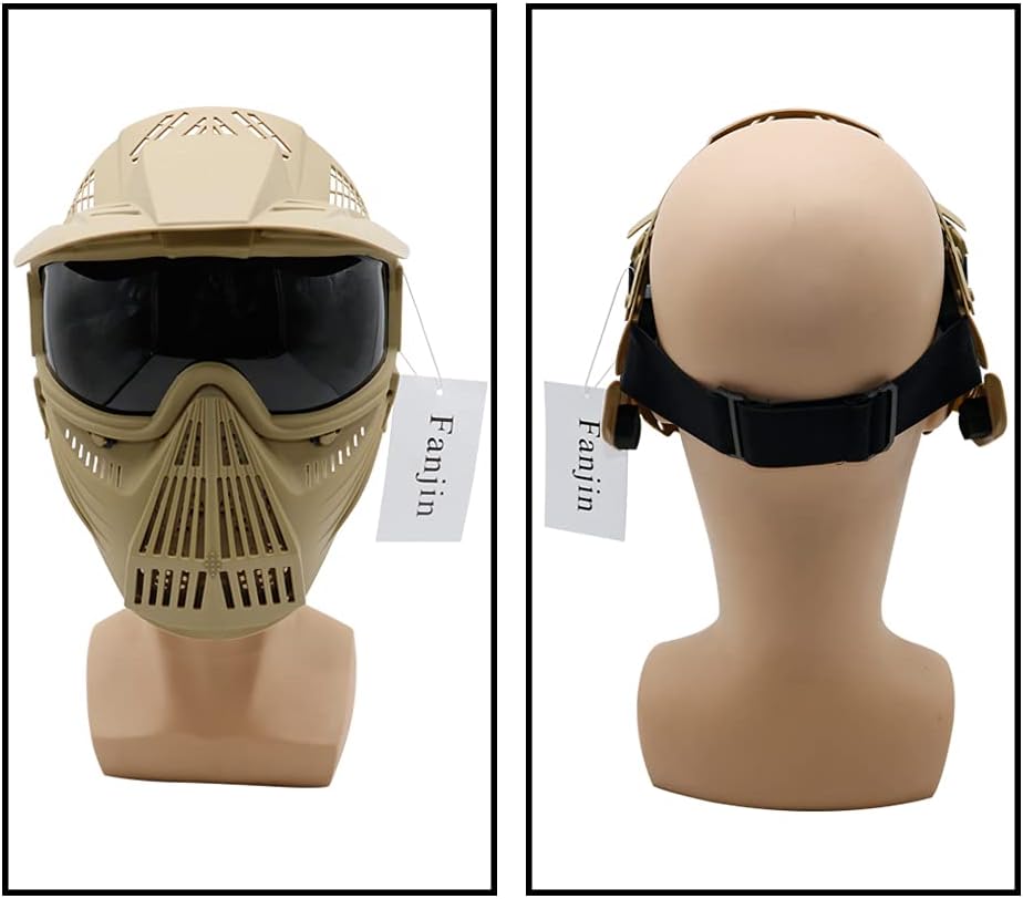 Paintball Mask, Airsoft Mask, Tactical Masks Full Face Gear with Goggles Impact Resistant for Hunting CS Survival Games Halloween Cosplay and Outdoor Activities