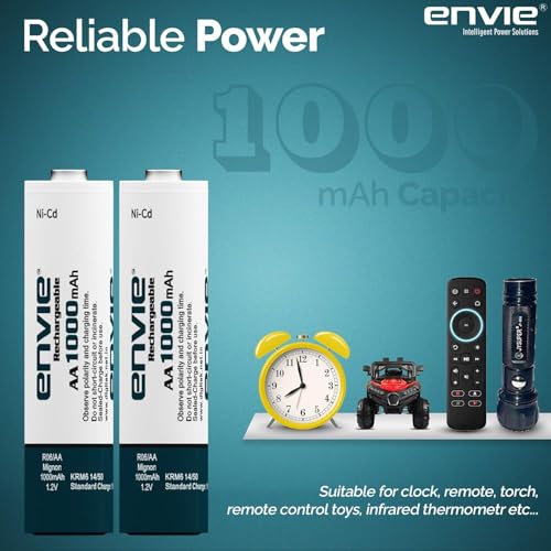 Image of Envies (ECR11MC + 1000 4PL) SprintX Ultra Fast Rechargeable Batteries Charger for AA & AAA Ni-Cd with 4xAA1000mah Rechargeable Batteries, with Over Charge Protection