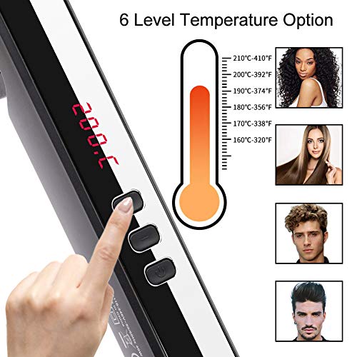 Ionic Hair Straightener Brush, DreamCatching Beard Straightener Comb with Anti-Scald, 30s Fast Ceramic Heating, 6 Heat Levels, Temperature Lock/Auto-Off, Frizz-Free, Portable Straightening Comb
