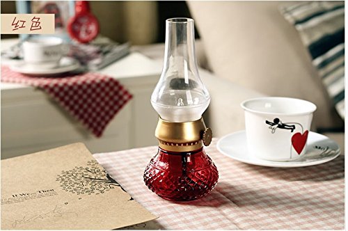 Z Lamp Lámpara De Kerosene De Control De Soplado Vintage Led Lámpara De Inducción Usb Carga Lámpara De Cabecera Dormitorio Decoración Barra De Boda Pequeña Luz De La Noche 8,9 x 8,9 x 19,4 cm Rojo Cover