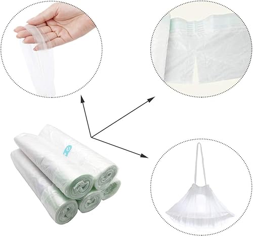 Miniatura 3 de Paquete de 100 forros para sillas de orinal con cordón, bolsas de limpieza para asiento de inodoro, bolsa de limpieza para niños pequeños, asiento