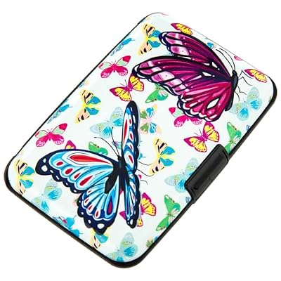 RFID Blocking Small Metal Credit Card Holder Wallet for Women Men Business Aluminum Protector Sleeves Slim Mini Cards Case (A Butterfly)