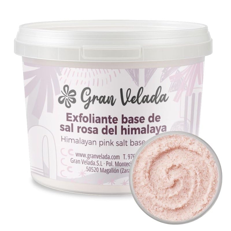 Gran Velada – Exfoliante Base de Sal Rosa del Himalaya 120 cc | Ingrediente Cosmético Natural DIY | Exfoliación Corporal con Aceites Vegetales y Vitamina E