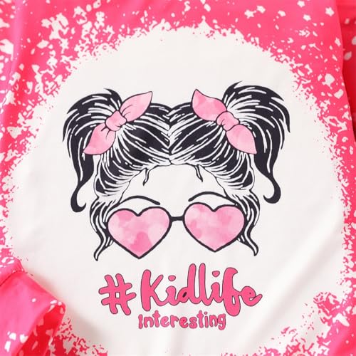 Image of OLMRJKD Kids Toddler Girls Clothes Figure Graphic Drop Shoulder Top Pullover Spotted Print Pants Fall Winter Outfit Set