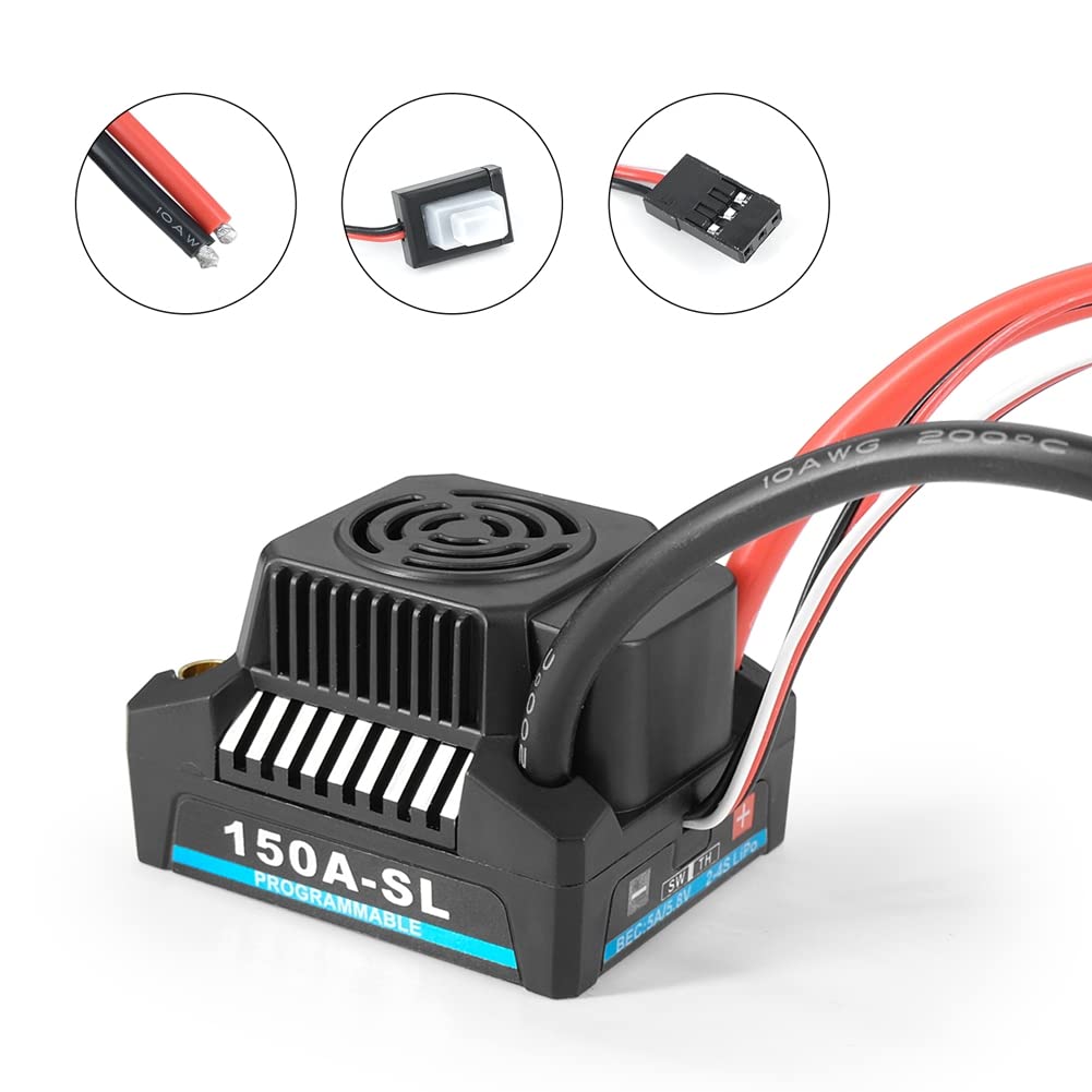 ContrôLeur de Vitesse éLectronique Sans Balais 150A (ESC) pour Voiture pour PièCes de Voiture 1/8 RC
