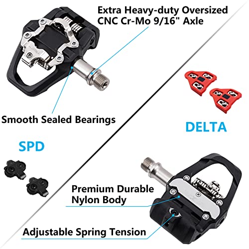 Bucklos Look Delta, Spd Spin Bike Bicycle Pedals - Compatible With Peloton & Shimano Spd - 9/16'' Fitness Exercise Indoor Cycling Pedal #TOP6