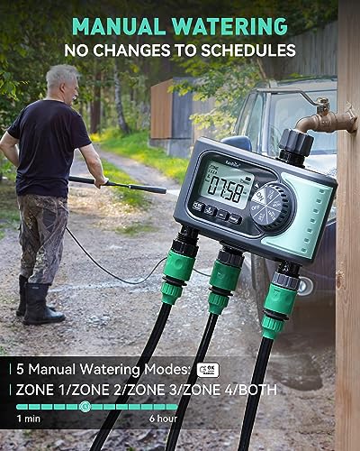 image for RAINPOINT Sprinkler Timer 4 Zone Water Timer, 4 Outlets Hose Timers fo