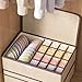 Mrsnimou Underwear Sock Tie Storage Organizer with Lid, Foldable Closet Drawer Organizer 1+16 Cells, Drawer Fabric Foldable Cabinet Closet Storage Boxe (Grey)