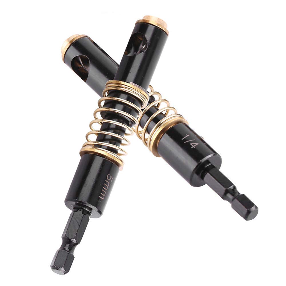 Yakamoz 2Pcs 1/4-Inch Hex Shank Center Drill Bit Set Door Window Cabinet Self Centering Hinge Tapper Core Hole Openning Puncher Bits Woodworking Tools 5mm 1/4'' — Amazon image 3