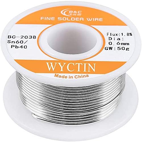 60-40 Tin Lead Rosin Core Solder Wire for Electrical Soldering and DIY 0.0236 inches(0.6mm) 0.11lbs
