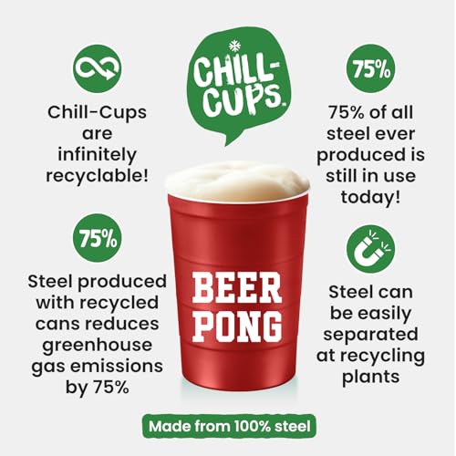 image for Steel Chill Cups 16 oz. Party Cup 'Beer Pong' Drinking Game Design for