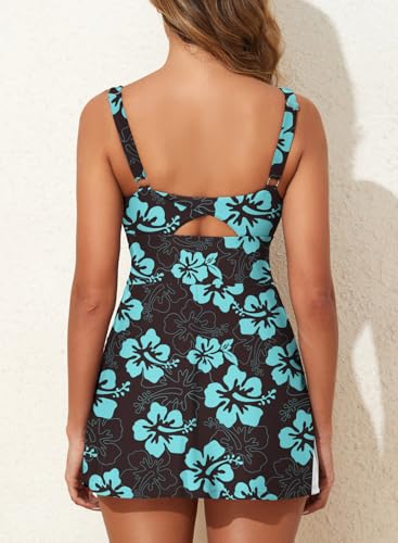 Image of Aleumdr One Piece Swimdress Swimsuit for Women Tummy Control Split Swim Dress Skirt Bathing Suit with Pockets