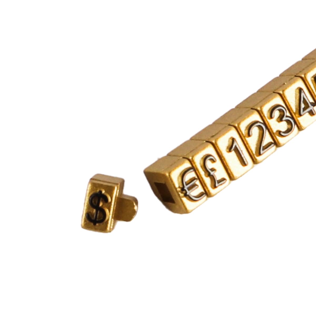 Ieron 10pcs Digital Price Tags US Dollar Euro Pound Pentagonal Combination Plastic Digital Grain Price Tag for Jewellery Watches Rings Pricing Display Kit Gold - Image 4