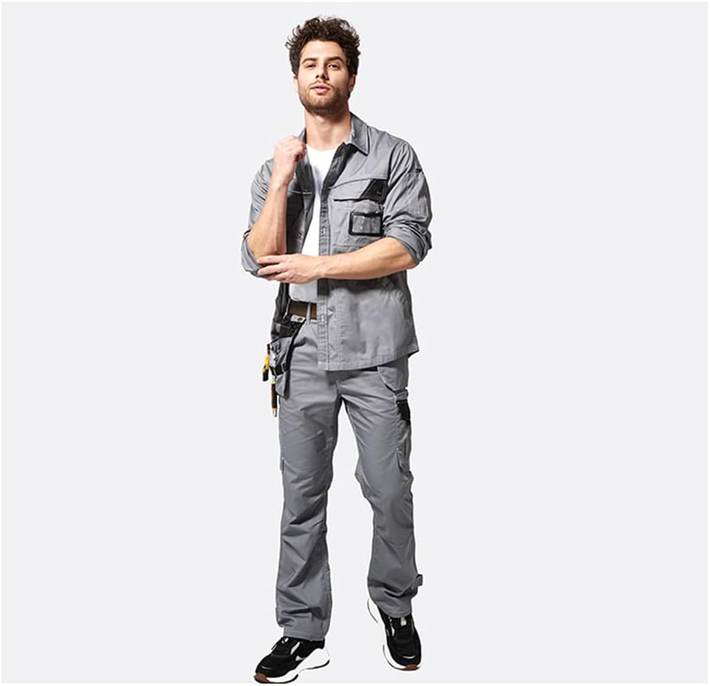 Machine Work Clothes Suit Men Shirt and Cargo Pants Set Working Pants Men Workwear Repairman with Multi Pockets
