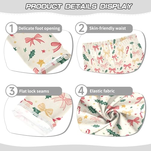 Girls' Athletic Leggings Ankle Length Yoga Dance Pants Kids Teen 4T Christmas Leave Bows Star3