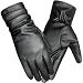 LETHMIK Winter Faux Leather Gloves Womens Driving Touchscreen Texting with Long Wrinkle Sleeves Black-L