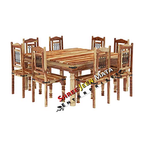 Buy DEVI WOOD PALACE Solid Sheesham Wood Large Square Dining Table 8