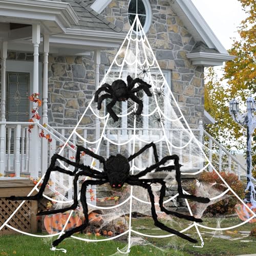 Riesen Rentier Beleuchtet 22 Halloween Deko Outdoor Spinne Groß Set: 150cm+30cm Riesenspinne+500cm...
