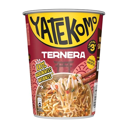 Yatekomo Cup 100% Natural Ternera Fideos Orientales Instantáneos, 60 g