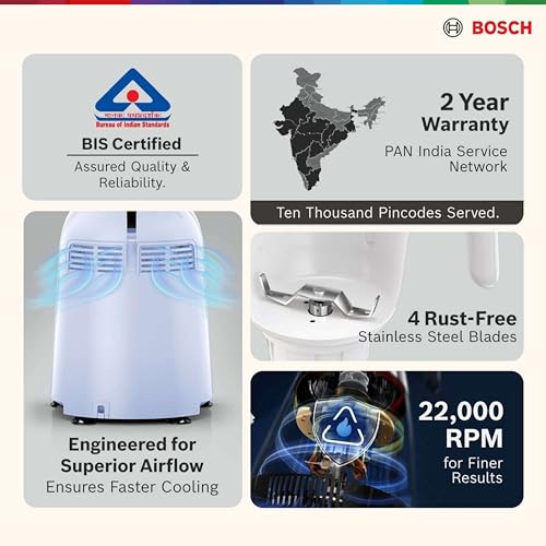 Image of Bosch CosMixx Pro 750W Mixer Grinder | German Engineering for Powerful & Ultra Fine Grinding | 3 Leak Proof Stainless Steel Jars | 22000 RPM Heavy Duty Motor | Overload Protection (MG8413C4SI)