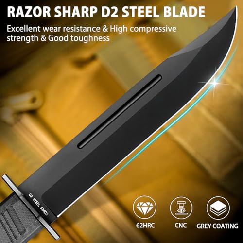 NedFoss Brave Fixed Blade Knife, 6.8" Full Tang D2 Steel Tactical Knife by NedFoss - Used condition - US$44.14
