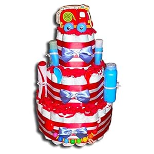 Luiertaart magie – grote brandweer luiertaart voor jongens of meisjes neutraal babygeschenk babyshower doop geboorte…