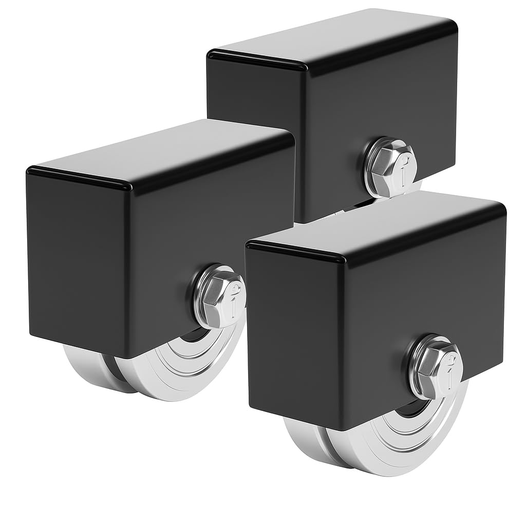 3 Pack 4" V-Groove Slide Gate Wheel with Welded Bracket Box, Heavy-Duty Solid Double Bearings, for Inverted V-Track Sliding Gates, 1 13/16" Width, 3000 Lbs Capacity