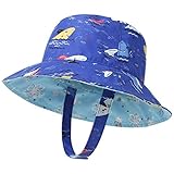 LAPI.ZAPI Baby Sun Hat Print Pattern Reversible Kids Boy Girls hat UPF 50+ Sun Protection Beach Buck