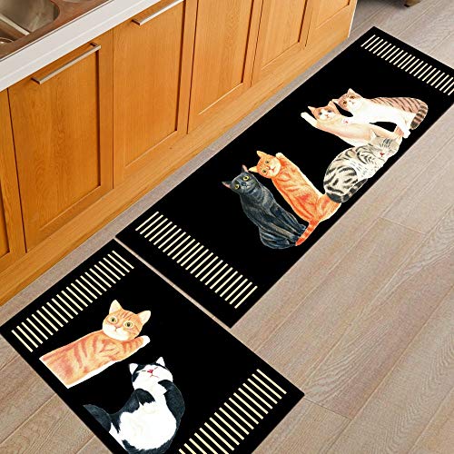 Treer Tapis de Cuisine Antidérapant et Lavable, Créatif Impression de Chat Interieur Paillasson d'Entrée Devant Evier Tapis de Sol Tapis pour Chambre à...