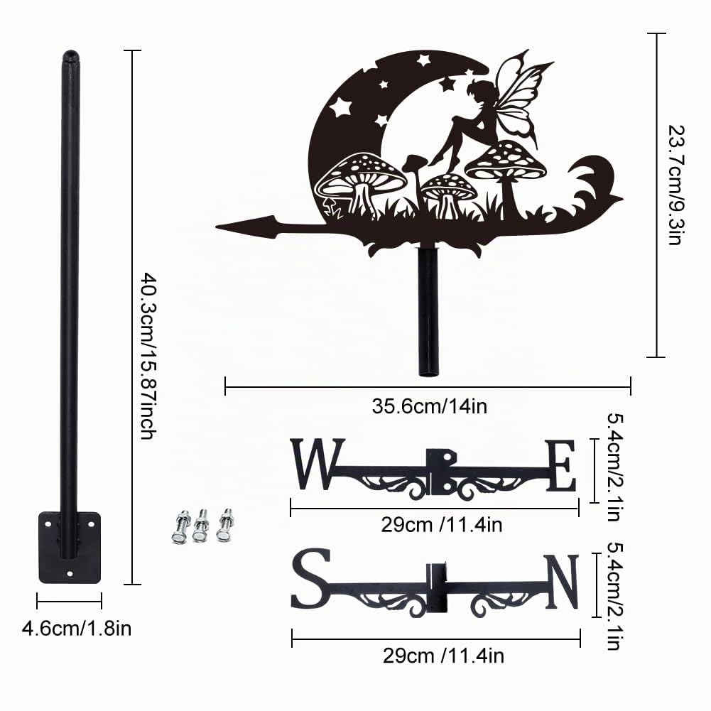 SUPERDANT Girouette de Jardin Exterieur Indicateur de Direction Girouettes du Vent Instrument de Mesure Installation sur Toit Deco Jardin Exterieur