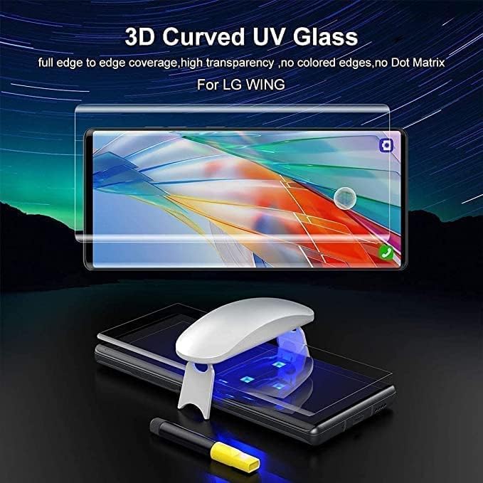 Image of BLACKSHEEP Tempered Glass Design for LG Wing 5G Advanced Border Less Full Edge to Edge UV Screen Protector and Easy Installation Kit (Pack of 1)