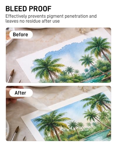 Image of JusArt 2 Packs Artist Tape for Watercolor Paper, 1 /2 inch and 1 inch Wide Total 400FT Long, White Art Tape for Masking, Drafting and Painting, Acid Free, Low Tack