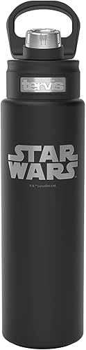 Tervis Vaso aislado con logotipo de Star Wars grabado en la sombra de ónix de 24 onzas, botella de boca ancha, acero inoxidable