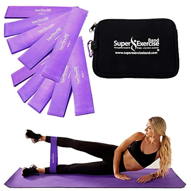 USA 14 x 3 Extra Long Latex Free Mini Loop Bands in 3, 5, 10 Pack Sets. 10 Strengths for Resistance Training, Stretching, Yoga, Toning. Plus an Exclusive iPhone App and E-Book.