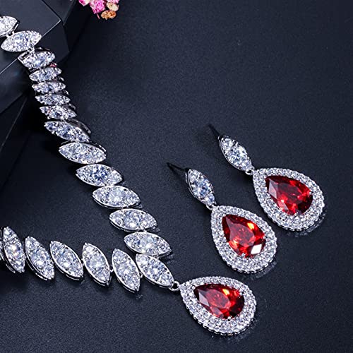 Joyería gota de agua zirconia cúbica ajuste cristal rojo boda novia