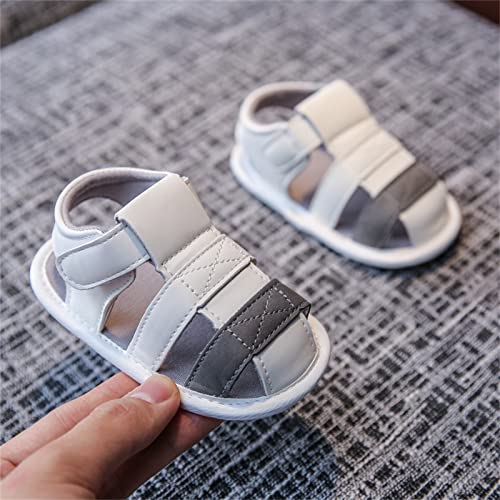 Baby Infant Shoes Boy Girl Sandals First Walkers Crib Shoes Athletic Non-Slip Soft Sole Flat Shoes (Grey, 4 Toddler)4